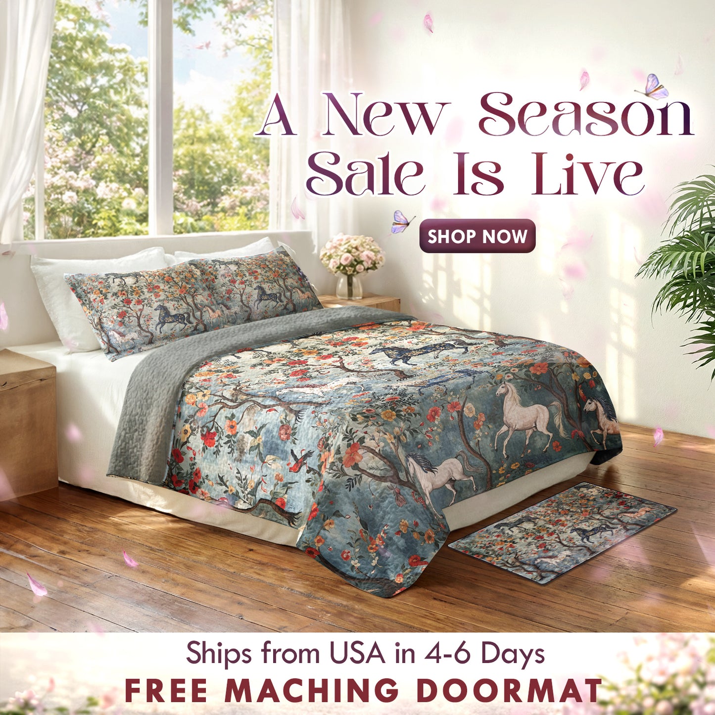 Shineful Quilt 3-Piece Set Mystical Steeds