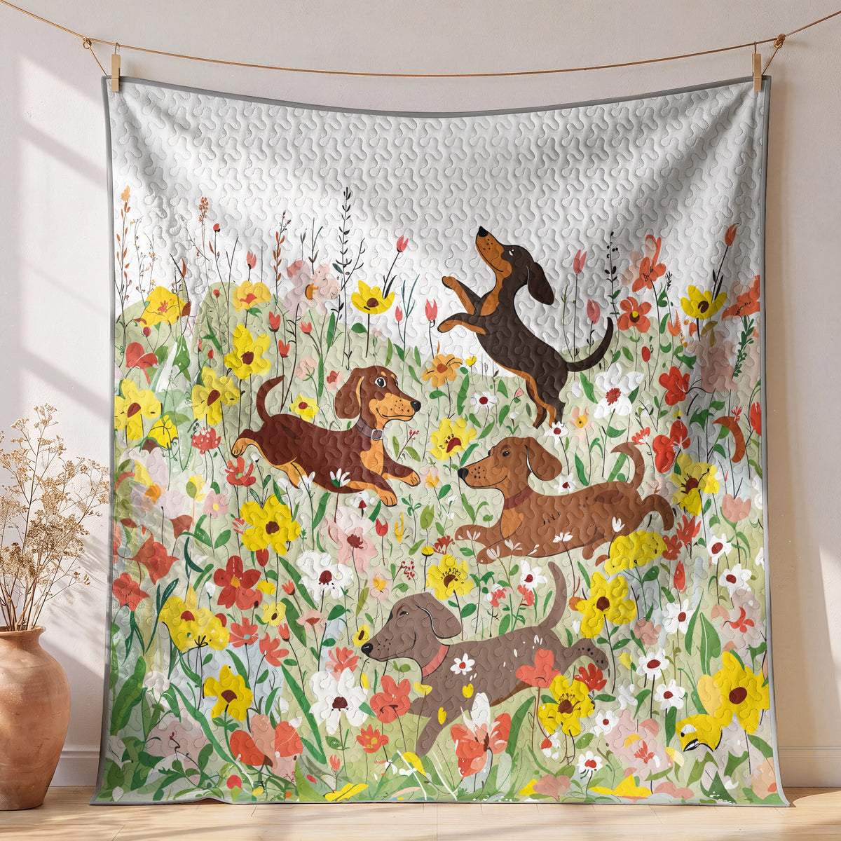 Shineful Quilt 3-Piece Set Spring Pup Joy