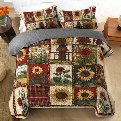 Shineful All Season Quilt 3-Piece Set - Sunflower Rustic Farm