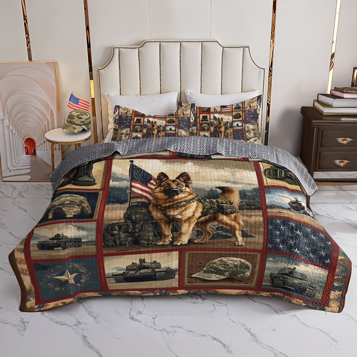 Shineful All Season Quilt 3-Piece Set Patriotic Shepherd Tribute