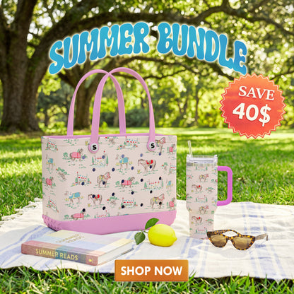 Shineful Bundle Beach Bag And Tumbler Horse Racing