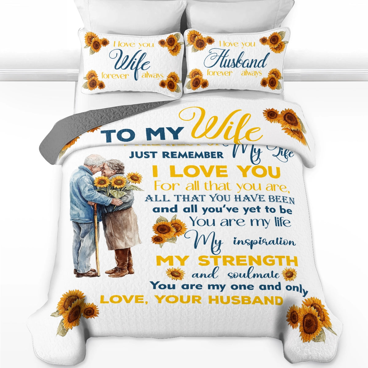 Shineful All Season Quilt 3-Piece Set Family Sunflower Love