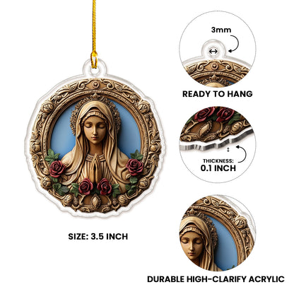 Shineful 2D Acrylic Ornament Sacred Heart Virgin Mary Wooden