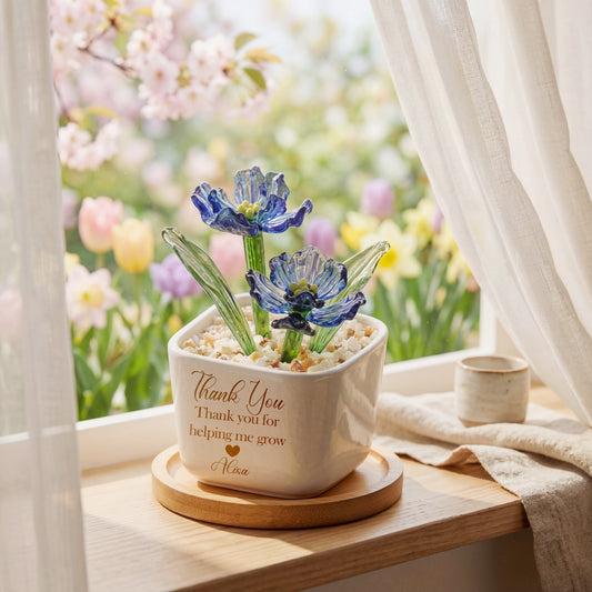 Shineful Birth Month Glass Flower Pot Personalized