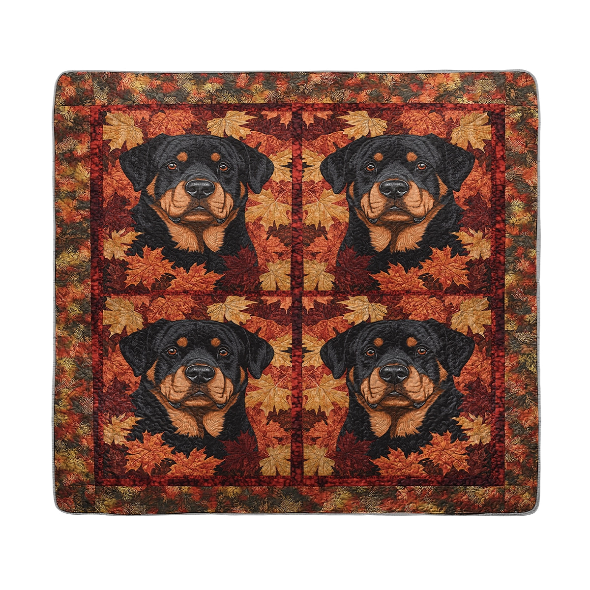 Shineful All Season Quilt 3-Piece Set - Rottweiler & Autumn Leaves