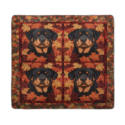 Shineful All Season Quilt 3-Piece Set - Rottweiler & Autumn Leaves