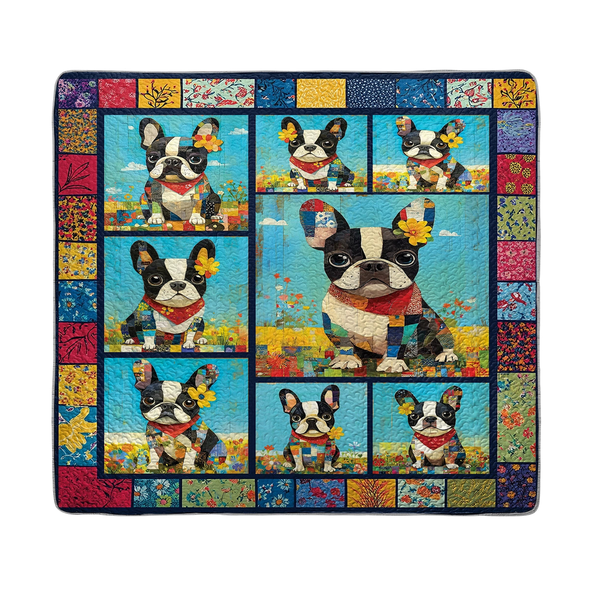 Shineful All Season Quilt 3-Piece Set - Frenchie Patchwork Paradise