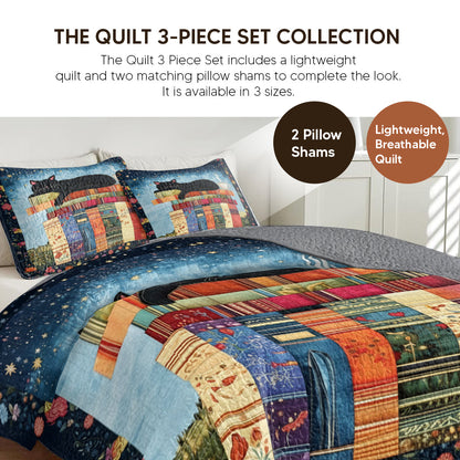 Shineful Quilt 3-Piece Set Cozy Cat