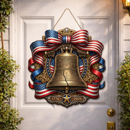 Shineful Patriot Bell Wood Sign