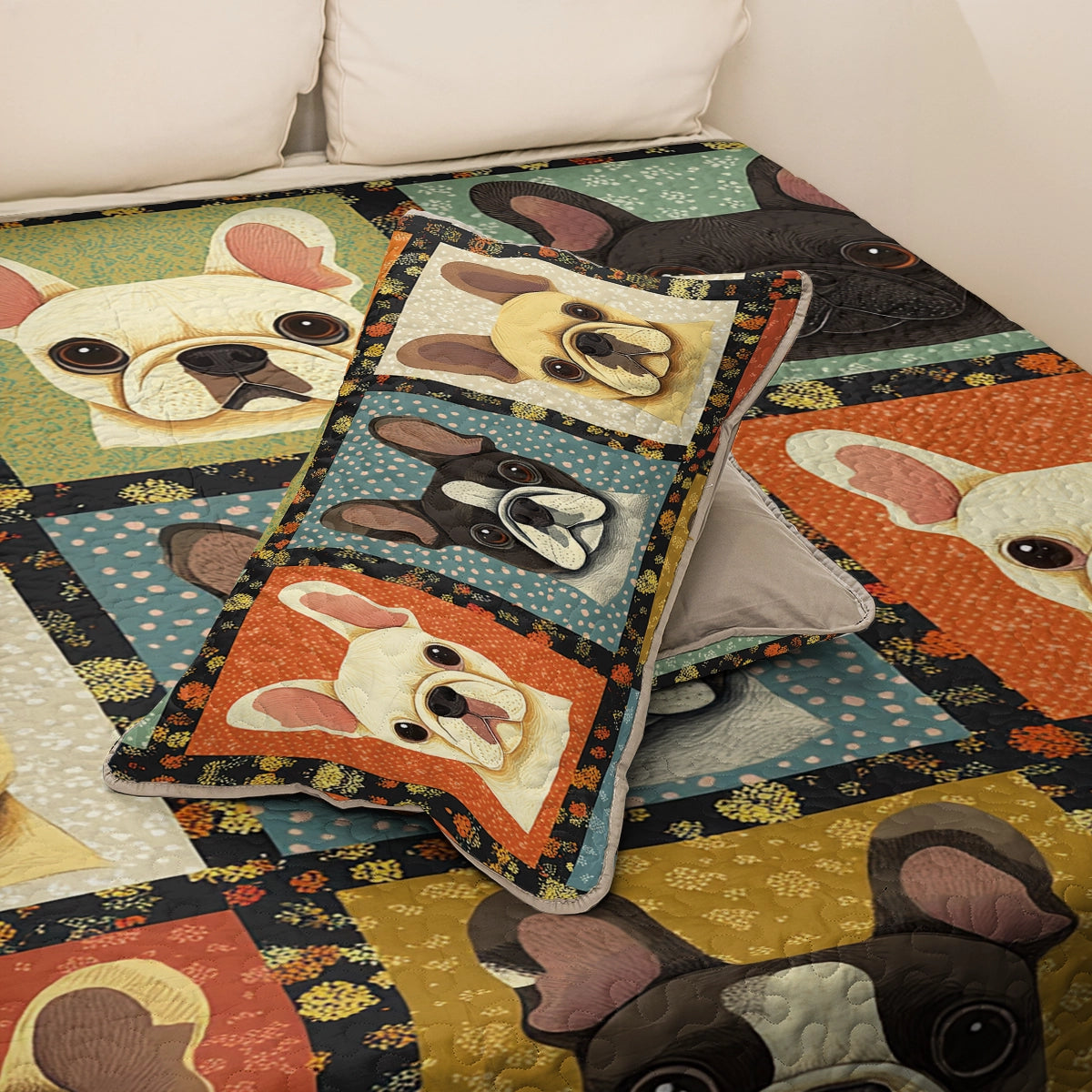 Shineful All Season Quilt 3-Piece Set - French Bulldog Snuggle