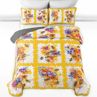 Shineful All Season Quilt 3-Piece Set Honeybee Harmony