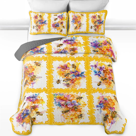Shineful All Season Quilt 3-Piece Set Honeybee Harmony
