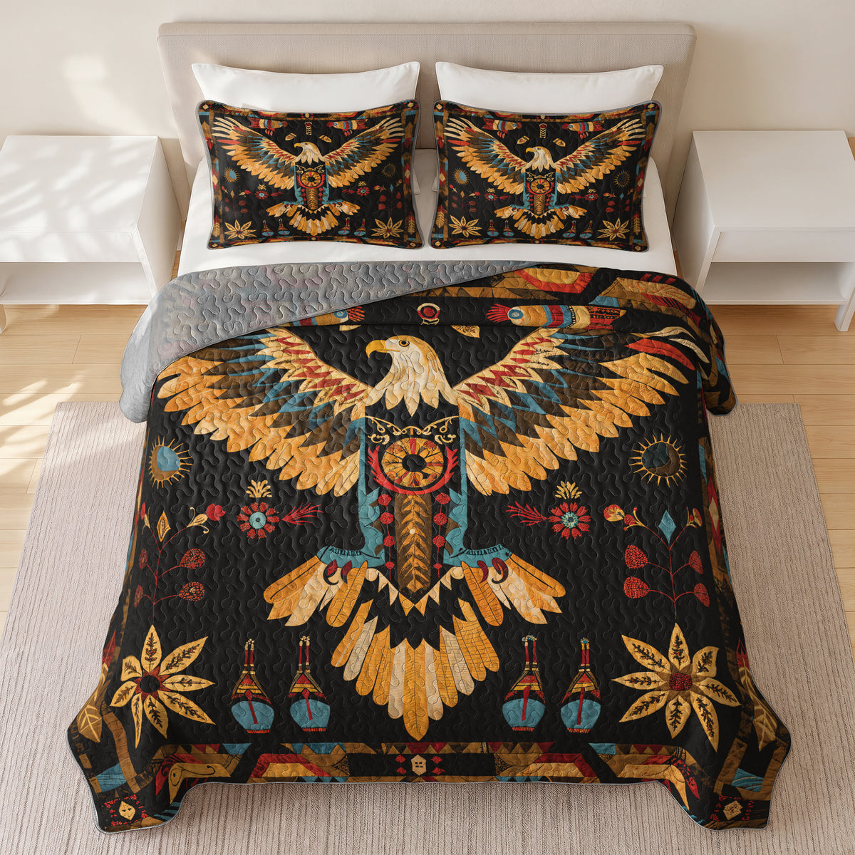 Shineful Quilt 3-Piece Set Tribal Eagle