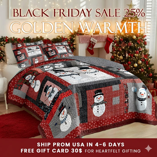 Shineful Quilt 3-Piece Set Playful Snowmen