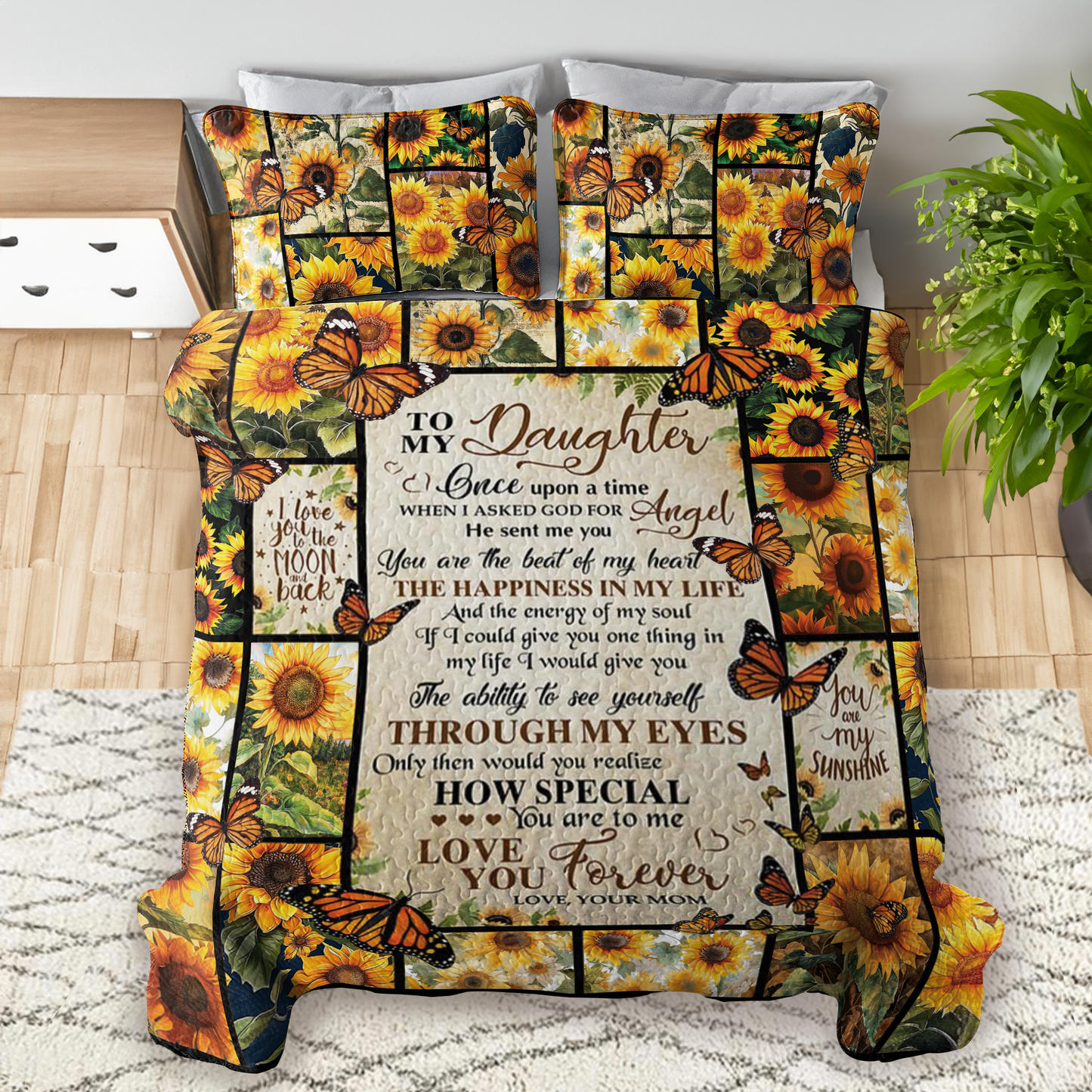 Shineful All Season Quilt 3-Piece Set Sunflower Angel