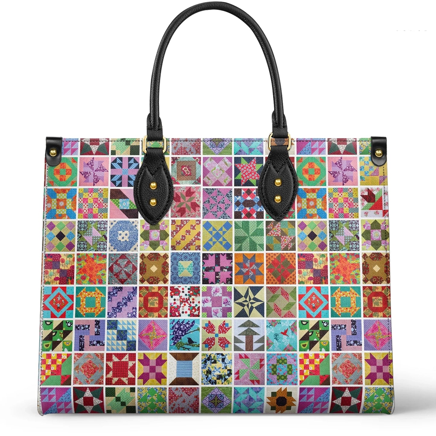 Shineful Leather Bag Traditional Quilting Blocks Blue