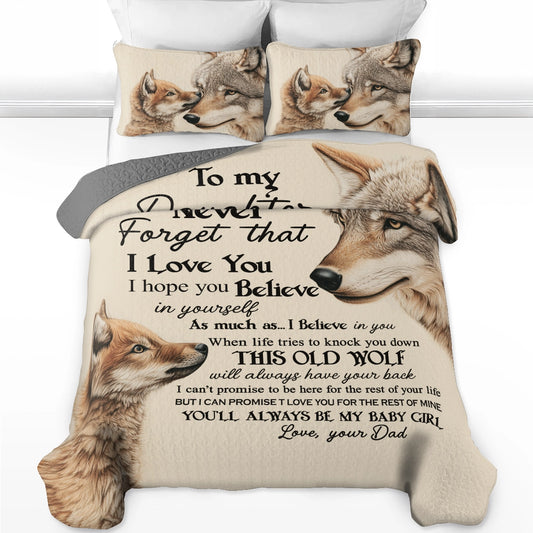Shineful All Season Quilt 3-Piece Set Family Father’s Wolf Love