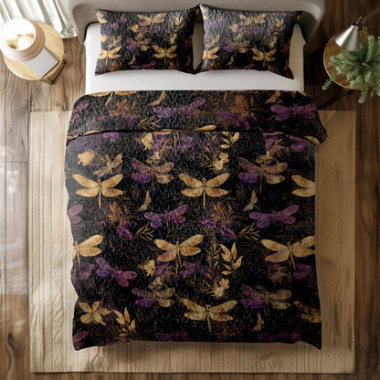 Shineful All Season Quilt 3-Piece Set Blossom Dragonflies Dreams
