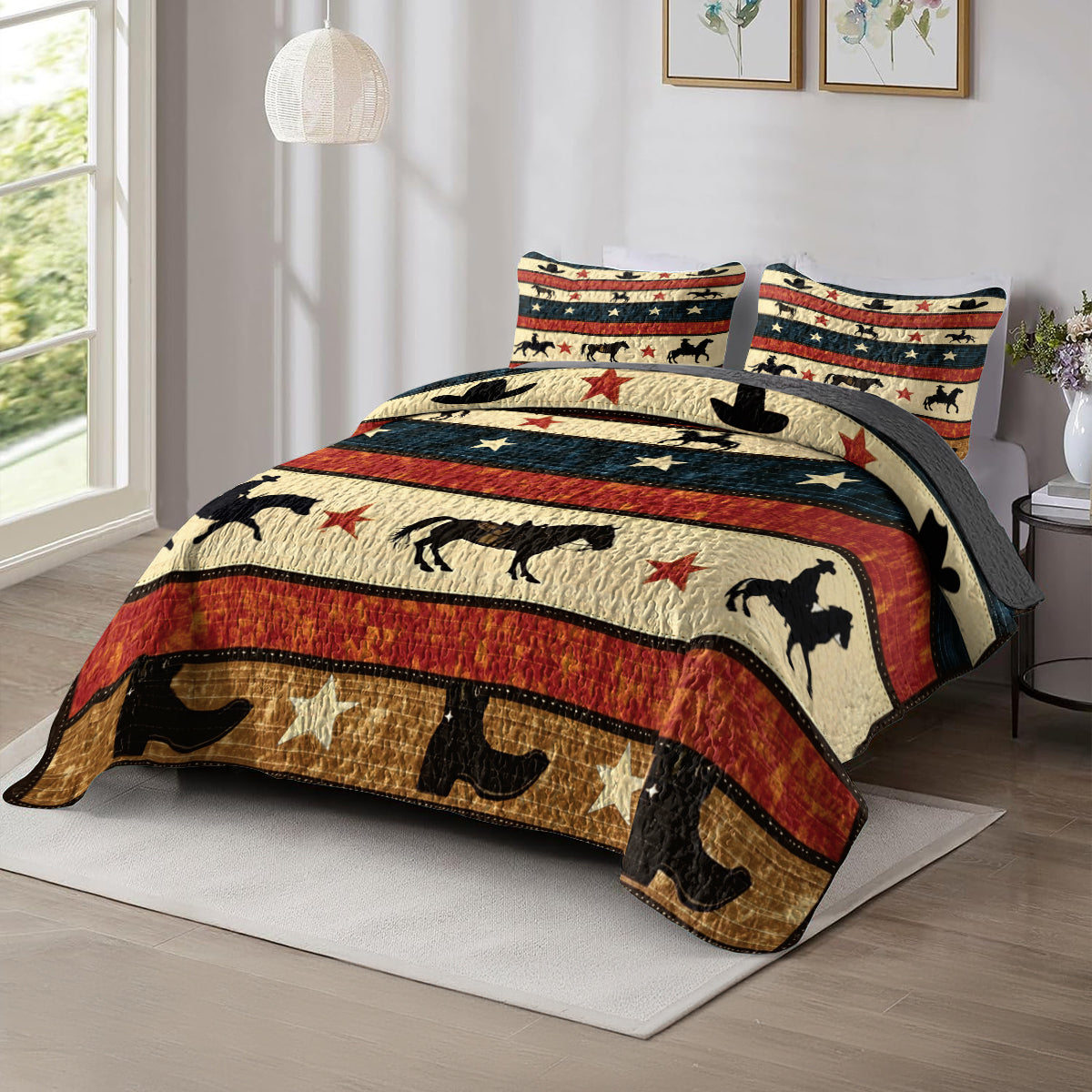 Shineful All Season Quilt 3-Piece Set Wild West Cowboy