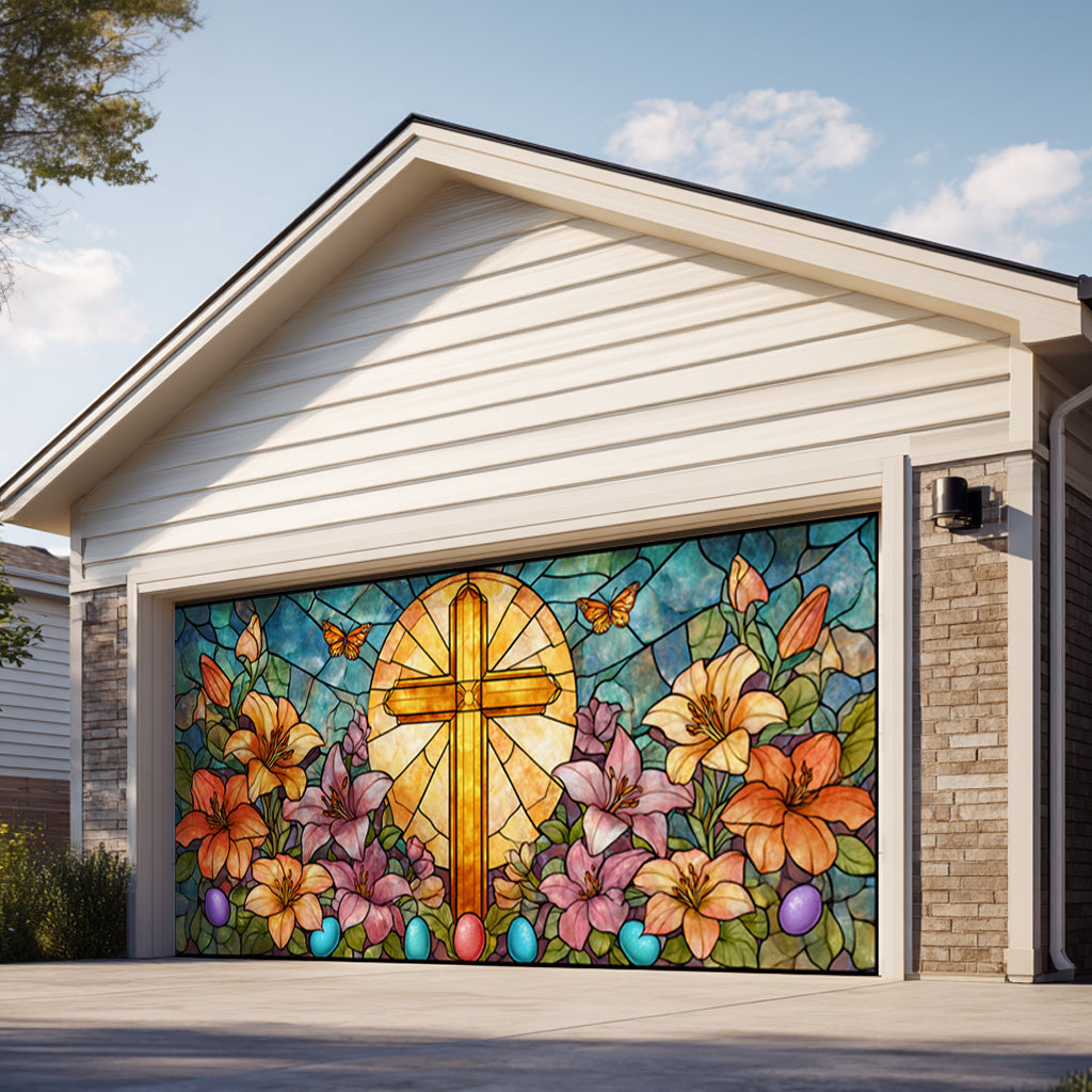 Shineful Garage Door Banner Decoration Golden Cross Easter