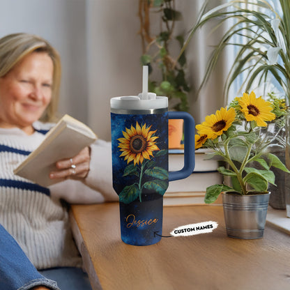 Shineful Personalized Tumbler Sunflower Midnight