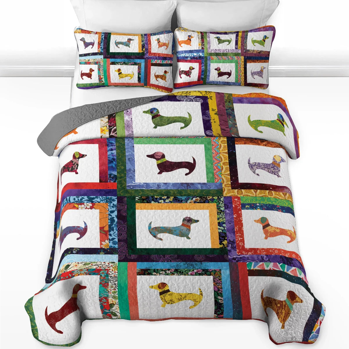 Shineful Quilt 3-Piece Set Dachshund Friends