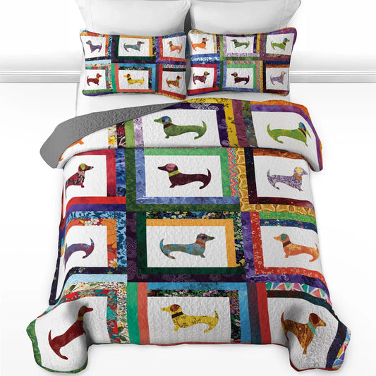 Shineful Quilt 3-Piece Set Dachshund Friends