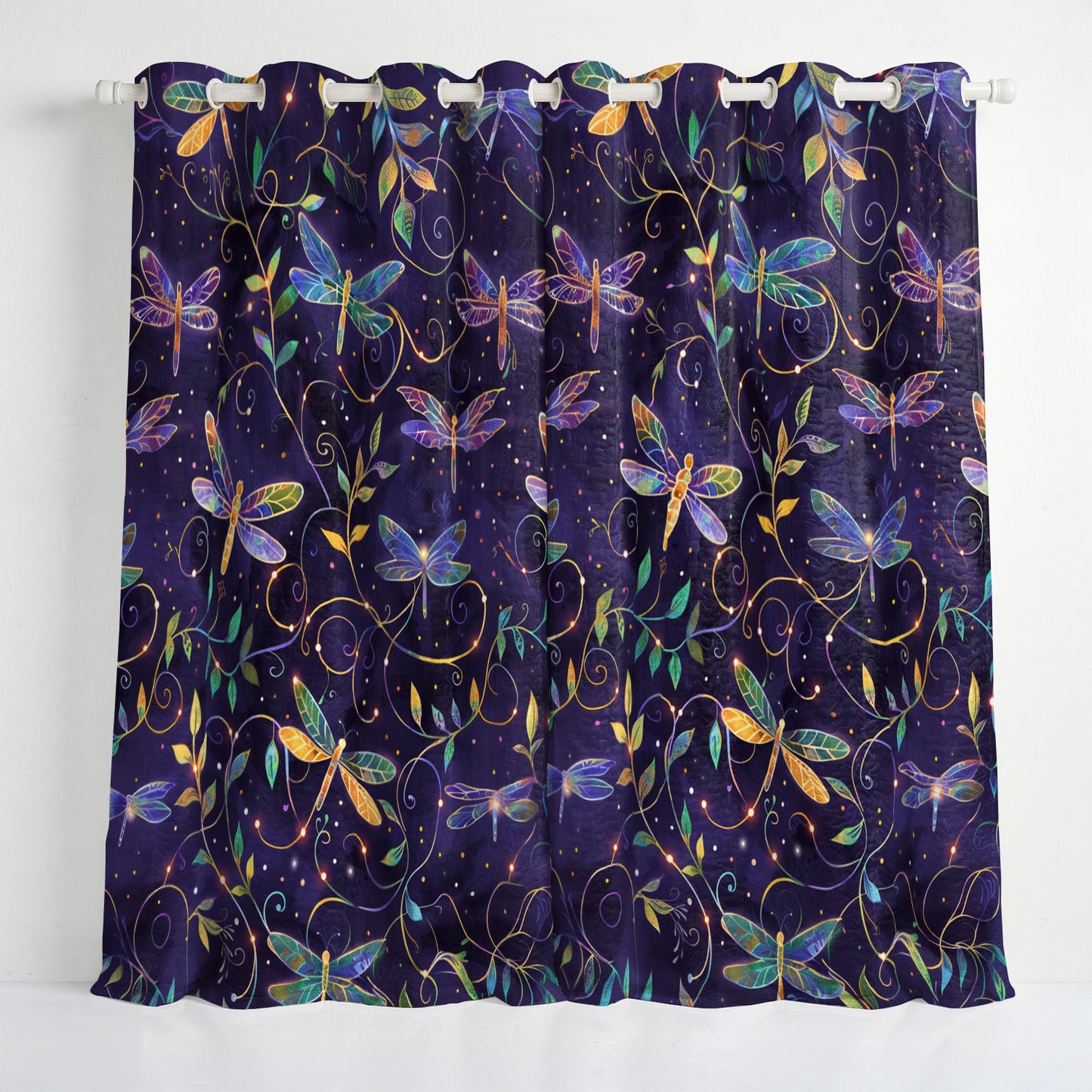 Shineful Quilted Curtain Midnight Dragonfly