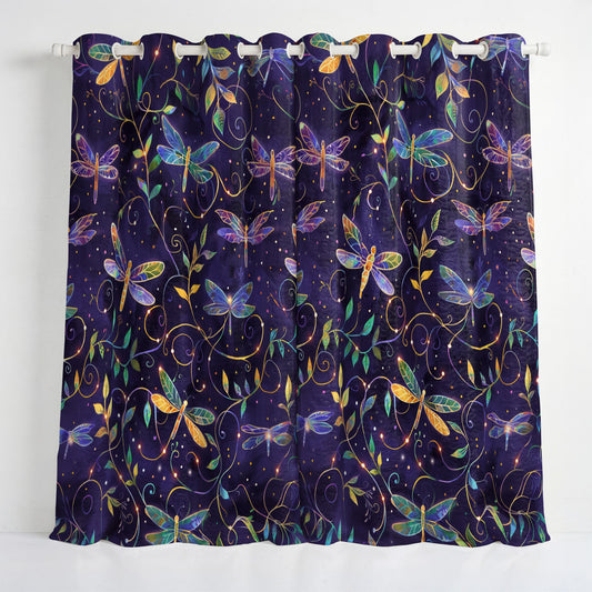 Shineful Quilted Curtain Midnight Dragonfly