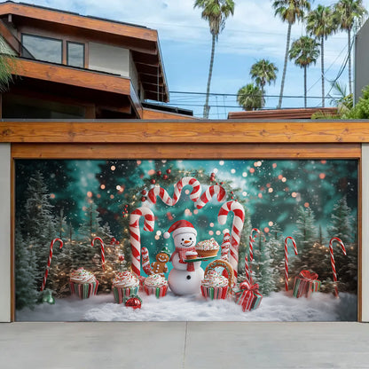 Shineful Garage Door Banner Decoration - Candy Wonderland Snowman