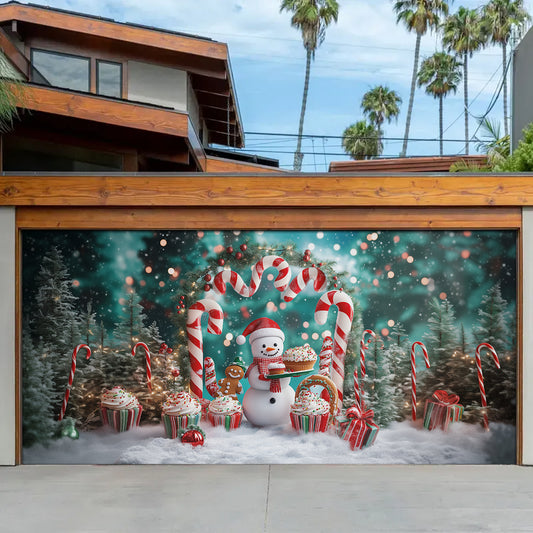 Shineful Garage Door Banner Decoration - Candy Wonderland Snowman