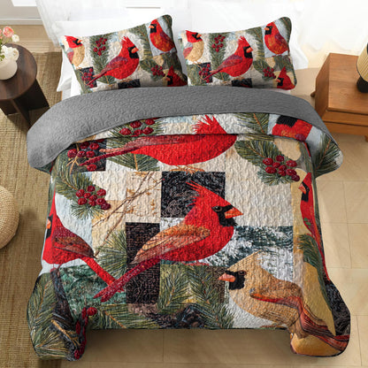 Shineful All Season Quilt 3-Piece Festive Cardinal Dreams