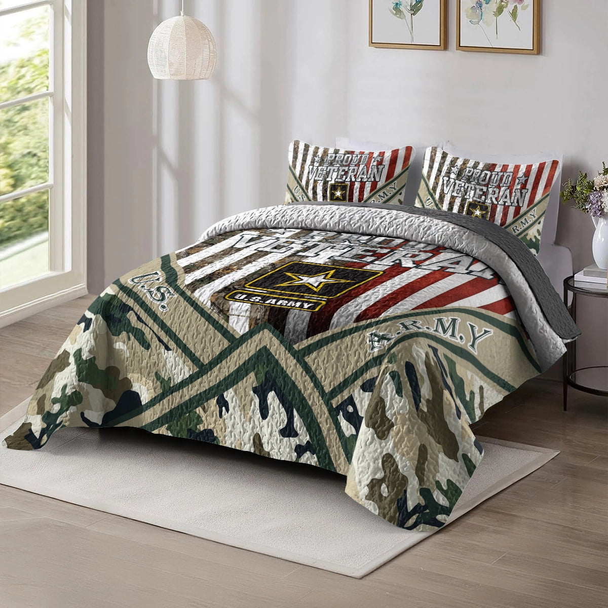 Shineful All Season Quilt 3-Piece Set American Veteran Pride