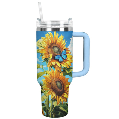 Shineful Tumbler Blue Butterfly Sunflower