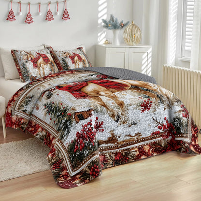 Shineful All Season Quilt 3-Piece Horse Barnside Winter