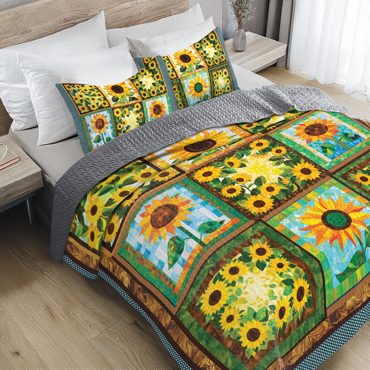 Shineful All Season Quilt 3-Piece Set - Sunflower Blooms And Shines