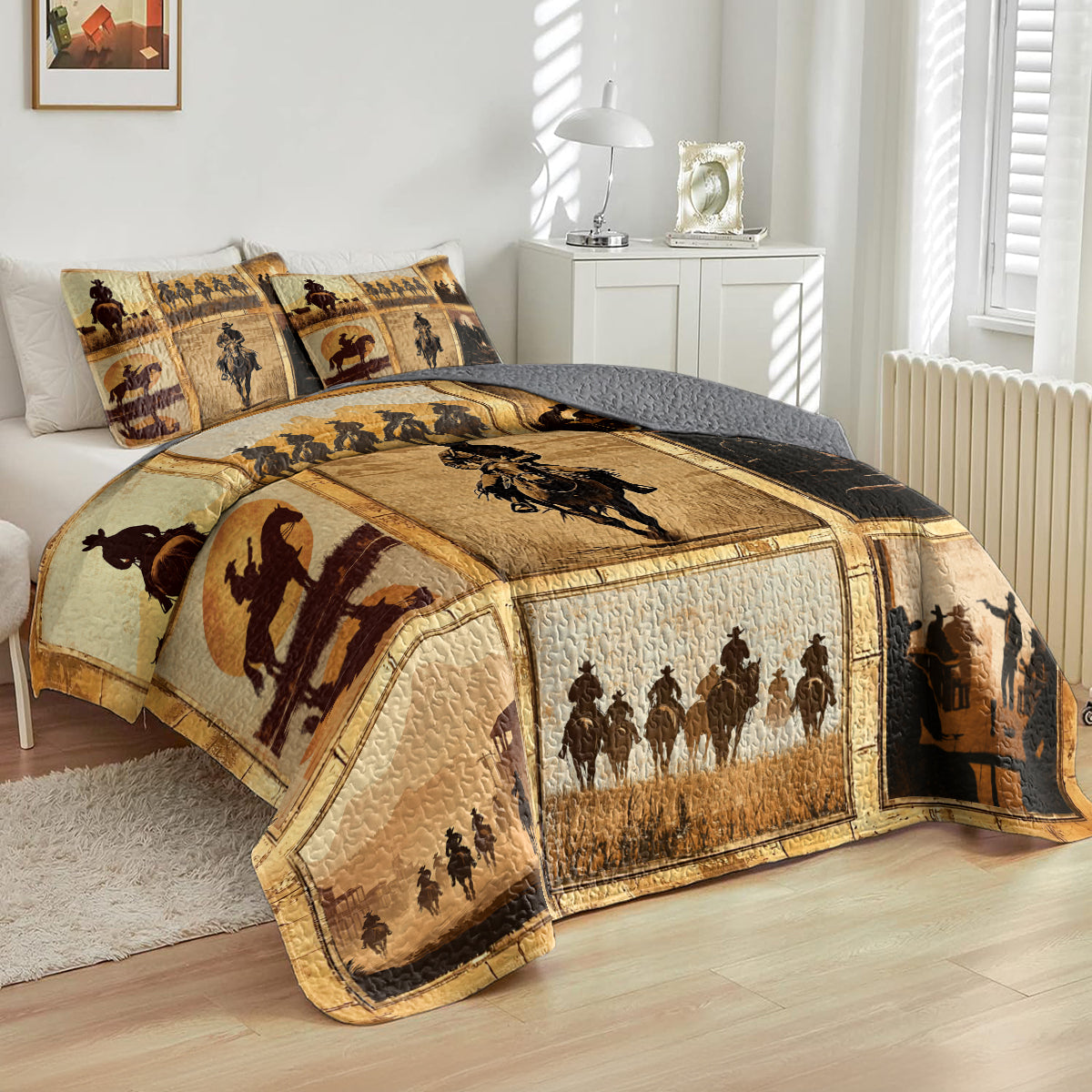 Shineful All Season Quilt 3-Piece Set Cowboy Life