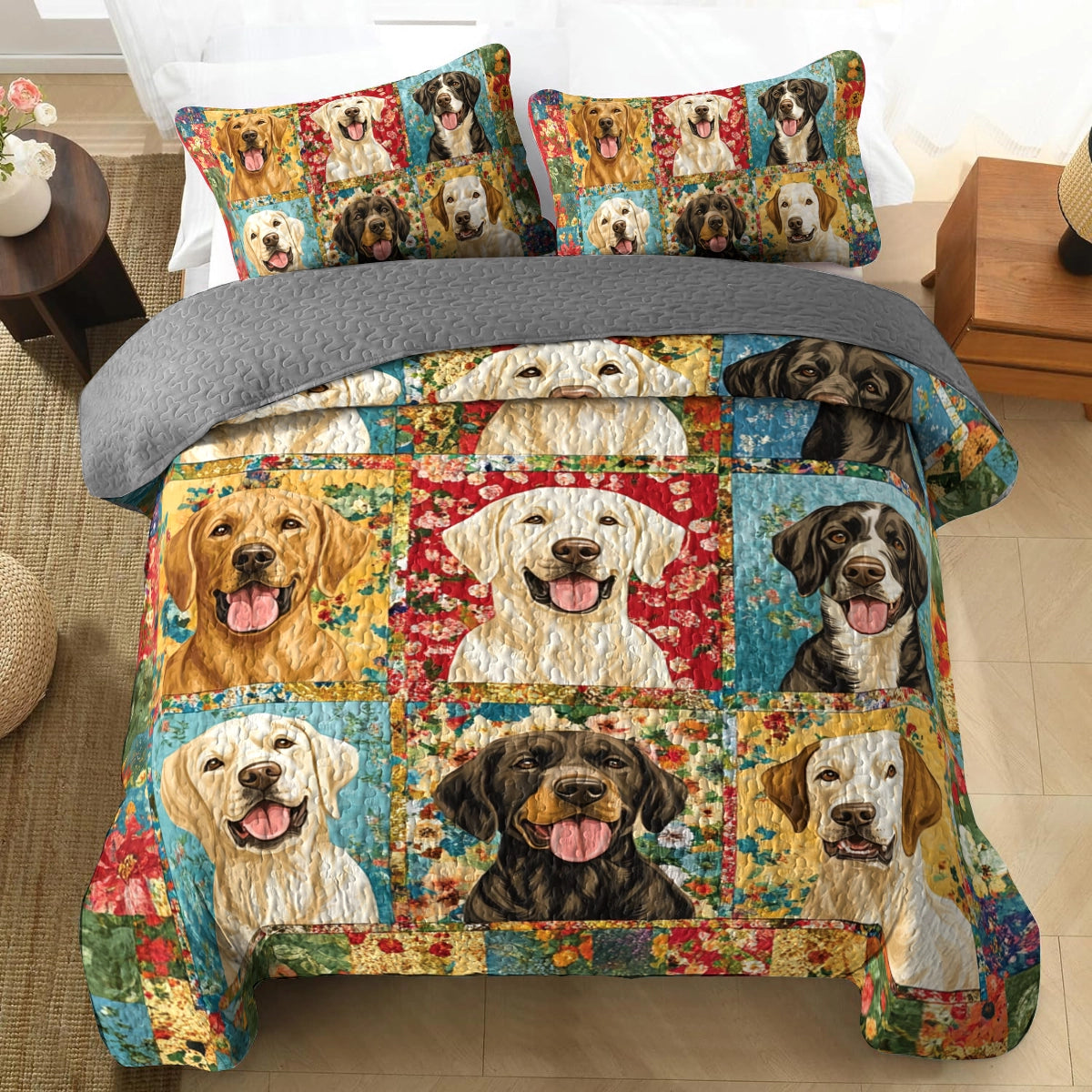 Shineful All Season Quilt 3-Piece Set Labrador Love