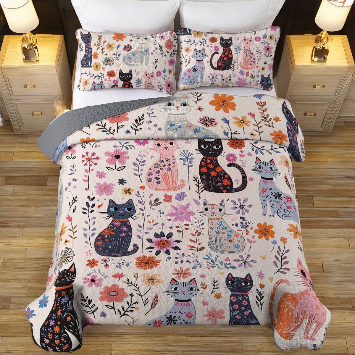 Shineful All Season Quilt 3-Piece Set Catty Blooms