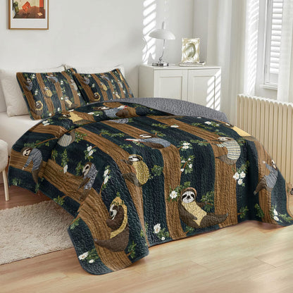 Shineful All Season Quilt 3-Piece Set Sloth Forest Flow