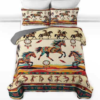 Shineful All Season Quilt 3-Piece Set Warrior Gallop Kokopelli