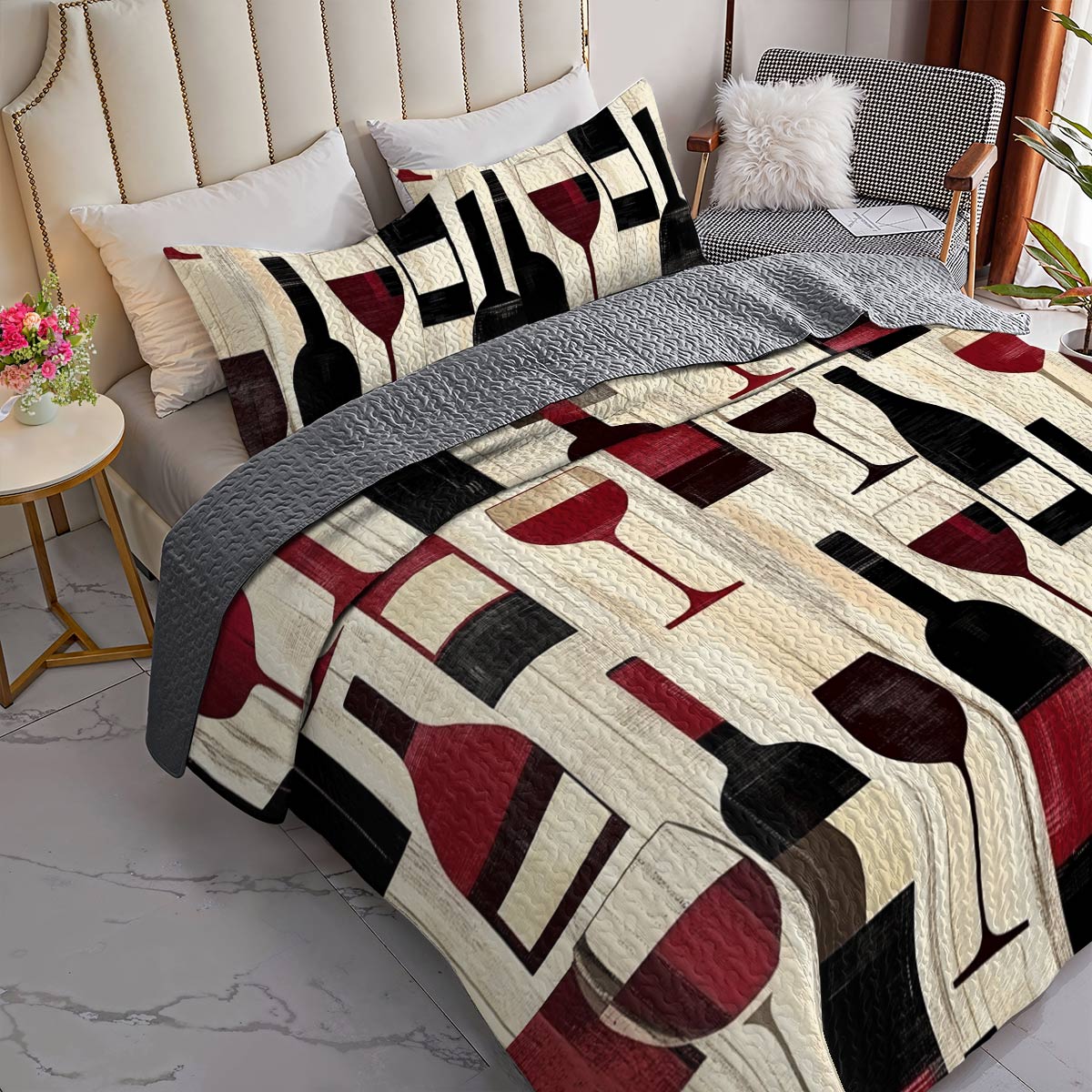 Shineful All Season Quilt 3-Piece Set Lustrous Wine