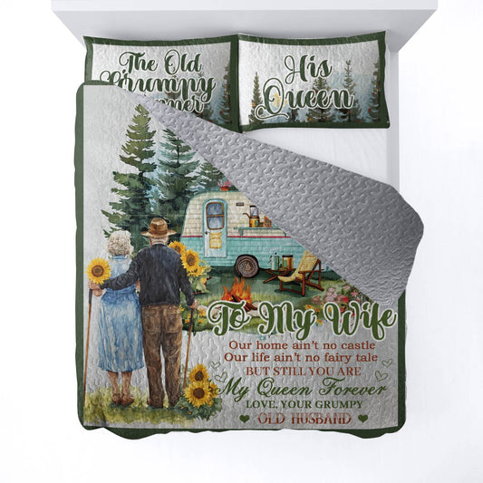 Shineful All Season Quilt 3-Piece Set Camping Partners Quote