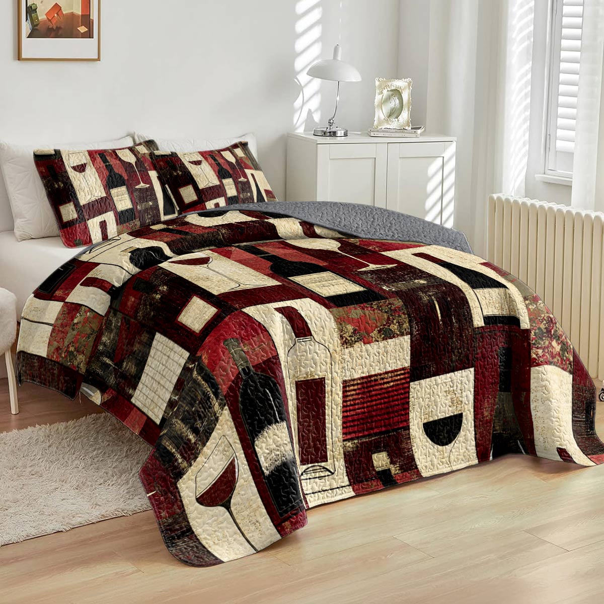 Shineful All Season Quilt 3-Piece Set Angelic Wine