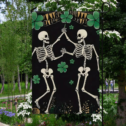 Shineful Gargen Flag 12" x 18" - Shamrock Skeleton Dance