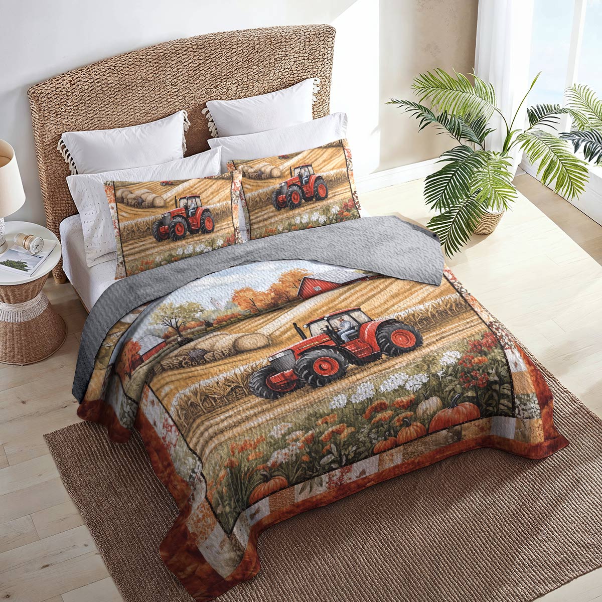 Shineful All Season Quilt 3-Piece Set - Farmer Autumn Harvest
