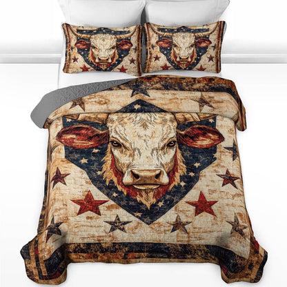 Shineful All Season Quilt 3-Piece Set Rustic Cow