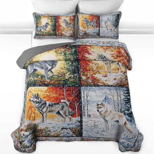 Shineful All Season Quilt 3-Piece Set Wolf Seasons Quilt