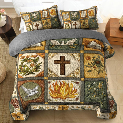 Shineful All Season Quilt 3-Piece Set God Bible Blessings Quilt