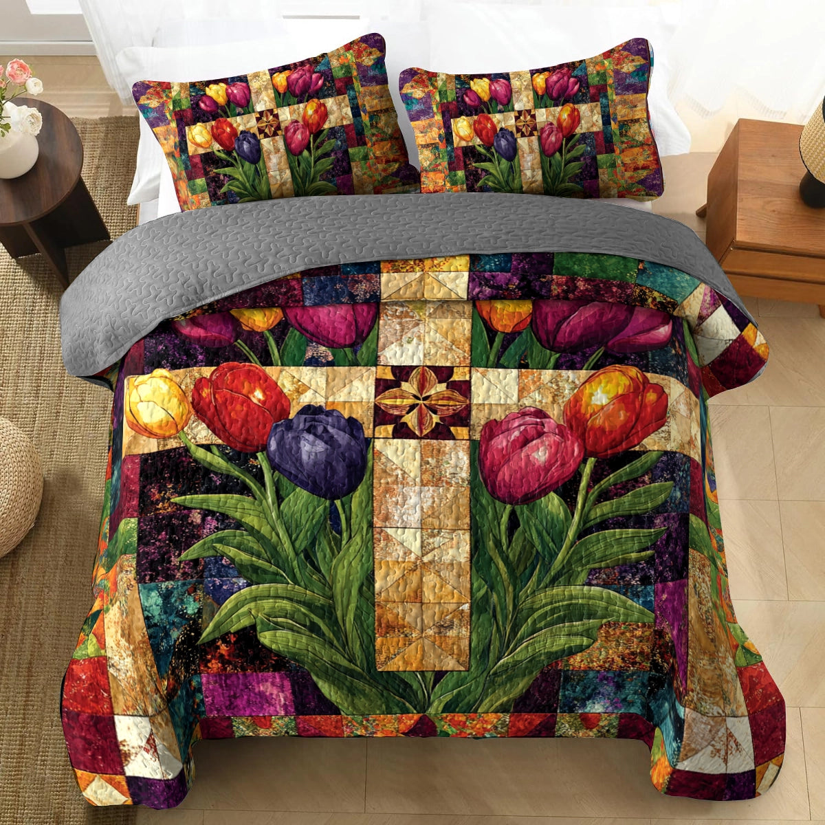 Shineful All Season Quilt 3-Piece Set Faithful Blooms